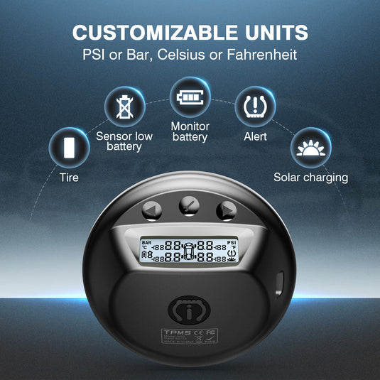 Tymate RV Tire Pressure Monitoring System, Colorful LCD Display, Wireless Tire Pressure Monitor with Solar Charge tymatetpms