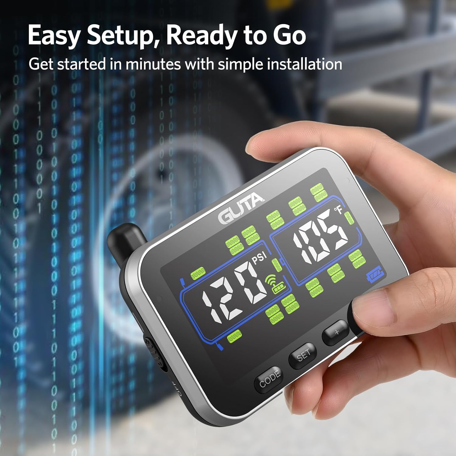 GUTA GT20 TPMS Tire Pressure Monitoring System with GS02 Cap Sensors Guta TPMS