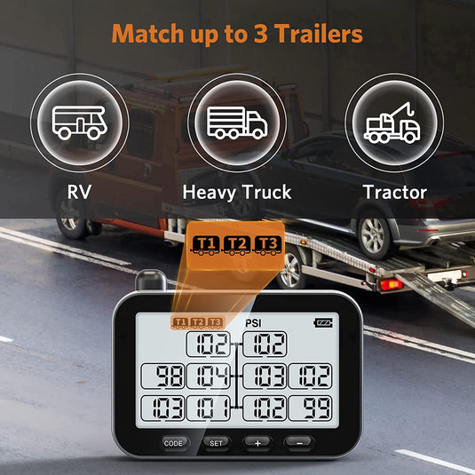 Trailer Tire Pressure Monitoring System GUTA GT107-2 match up to 3 trailers
