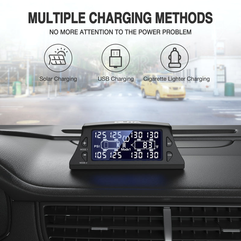 Load image into Gallery viewer, Solar Charging Tire Pressure Monitoring System GUTA M20 multiple charging methods
